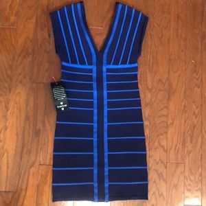 Bebe Navy Bandage Bodycon Dress